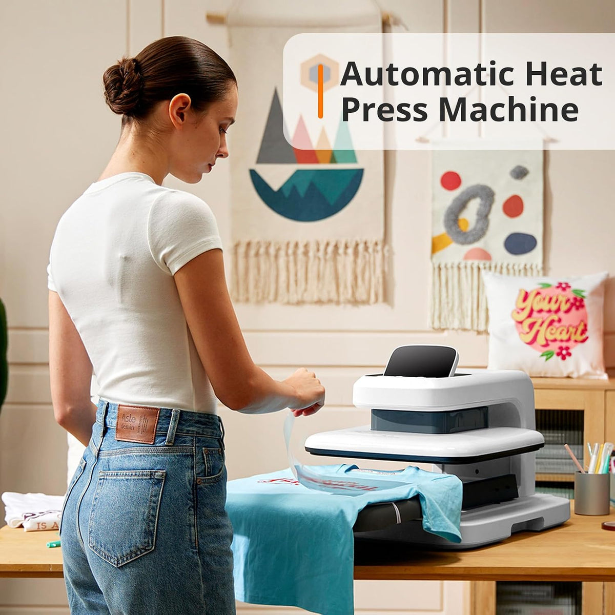 HTVRONT Auto Heat Press 2 - Adjustable Pressure Heat Press Machine 15X15 Heats Up Fast & Evenly Heat Press with Higher Heating Height for HTV, Sublimation, Heat Transfer Projects