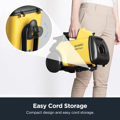 Eureka 3670M Canister Cleaner, Lightweight Powerful Vacuum for Carpets and Hard Floors, w/ 5bags,Yellow