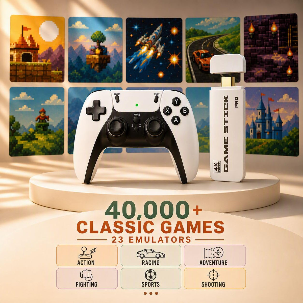 2026 New Retro Gaming Console, 4K HDMI Game Stick Pro , 40,000+ Video Games