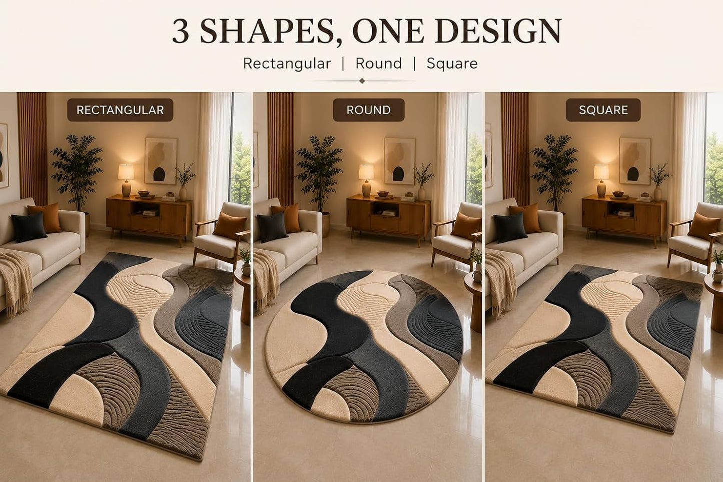 Hand Tufted Wool Area Rug 5x8 ft – Modern Abstract Geometric Pattern Carpet, Soft, Cozy & Fluffy Handmade Indoor Floor Rug for Living Room, Bedroom, Dining Room, Office & Contemporary Home Décor