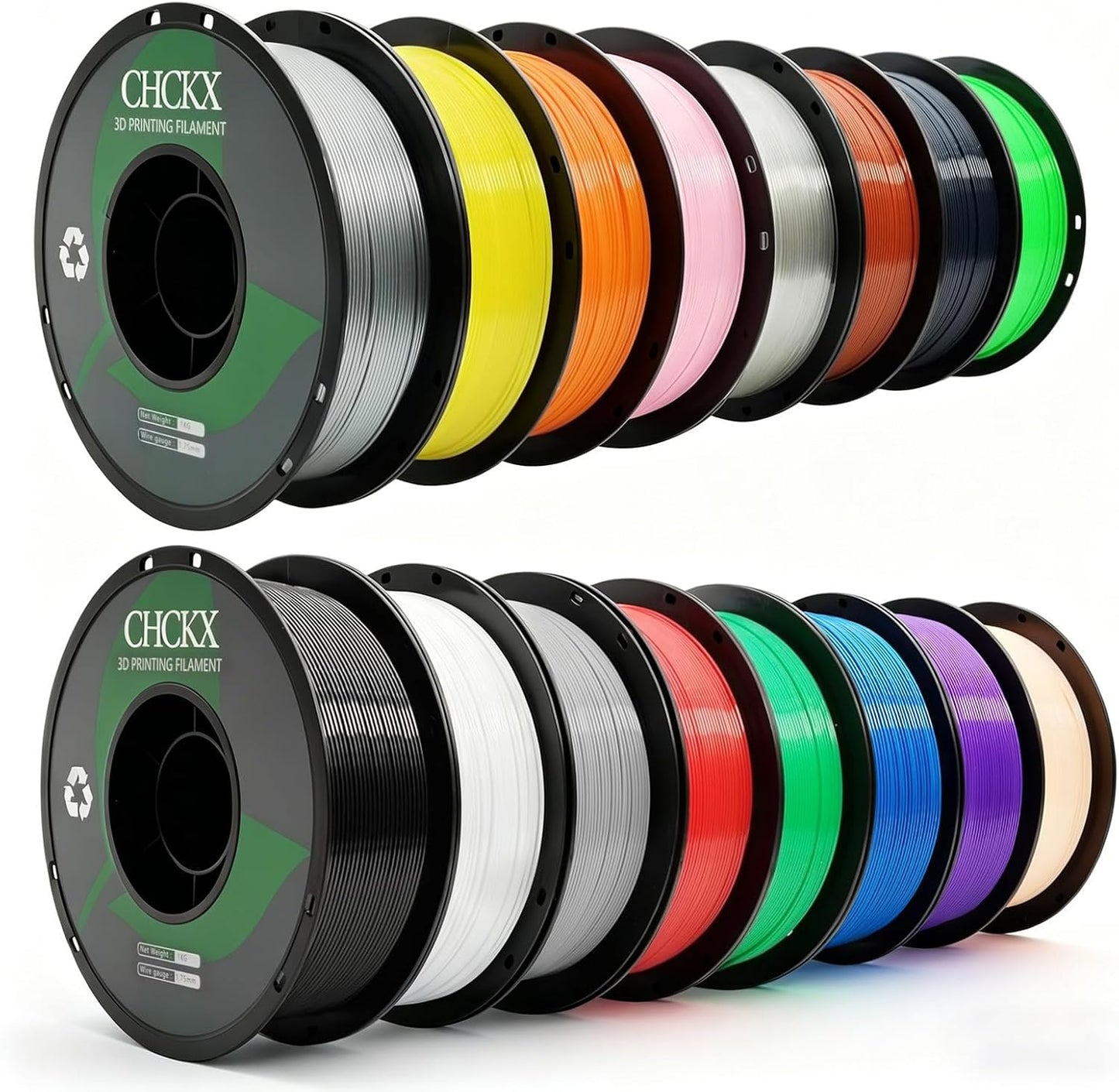 16Rolls PETG Filament Bundle Filament Bulk 1KG 1.75 mm Multicolor High Precision Strong Toughness,1.75 ±0.02mm,Less Stringing,Good Layer Adhesion,3D Printing Filament
