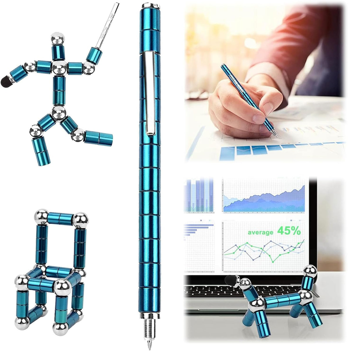 QAQcew Magnetic Fidget Pen Decompression Toy Blue