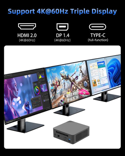 Mini PC, AMD Ryzen 5 3500U (Beats 4300U/N150/N100), 8GB RAM 256GB SSD Windows 11 Desktop Computers for Home Office Business Students, Triple 4K Display via USB-C, HDMI, DP, WiFi, BT