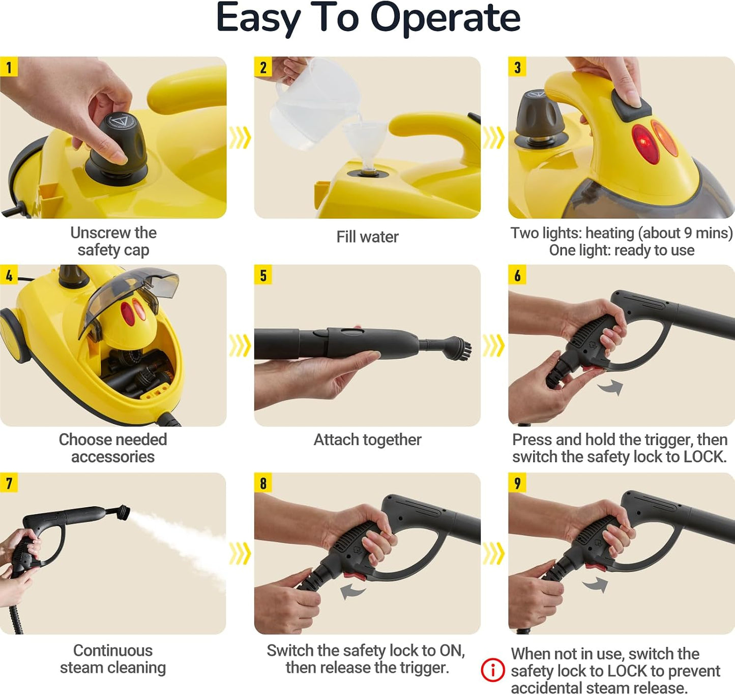 STEAMBOT® Heavy Duty Steam Cleaner for Home, 2L Tank Extended 20.3 ft Reach