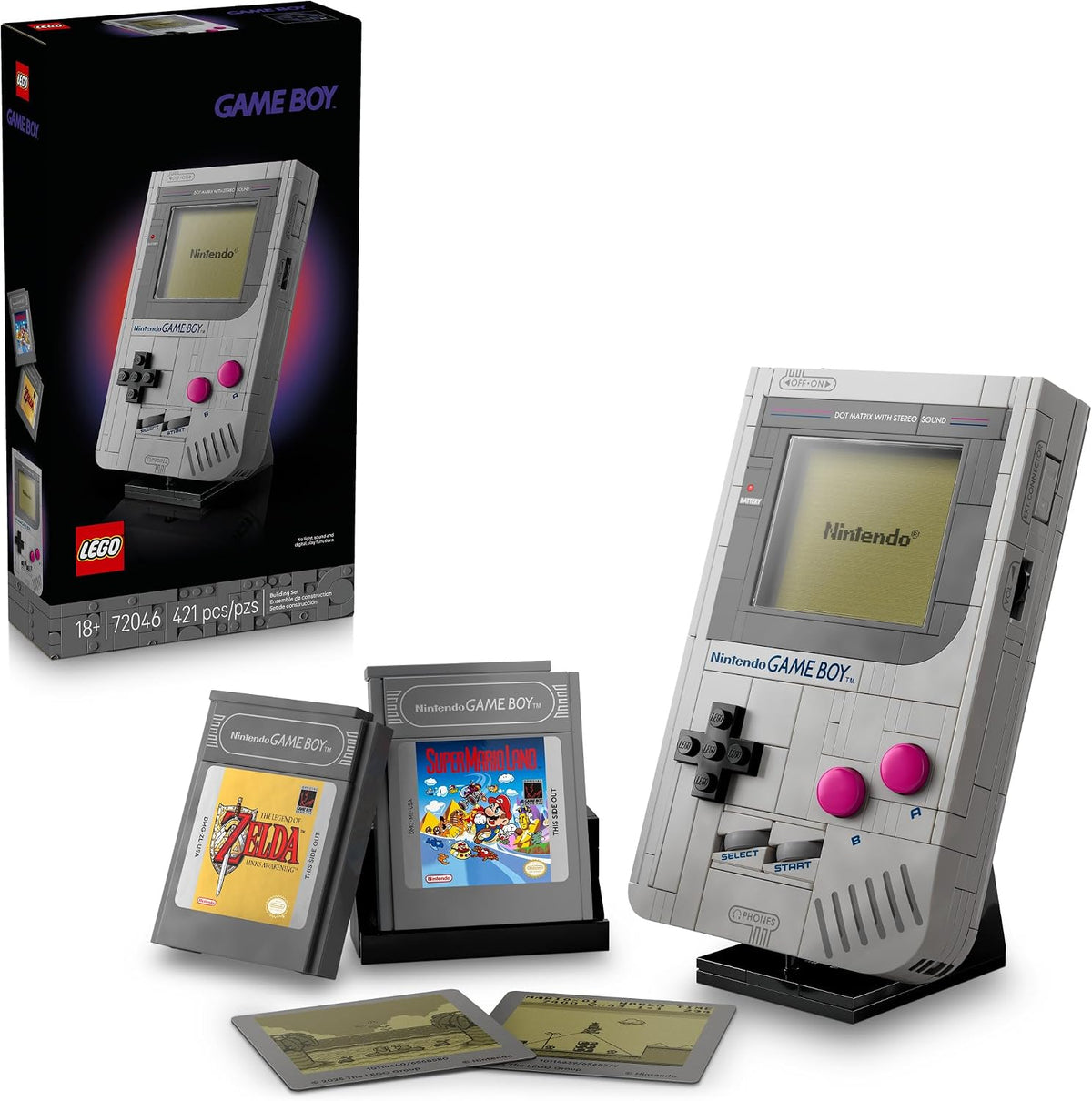LEGO Super Mario Game Boy - Retro Building Sets for Adults, Ages 18+ - Gifts for Birthdays - Collectible Model with Game Paks and Display Stand - 72046