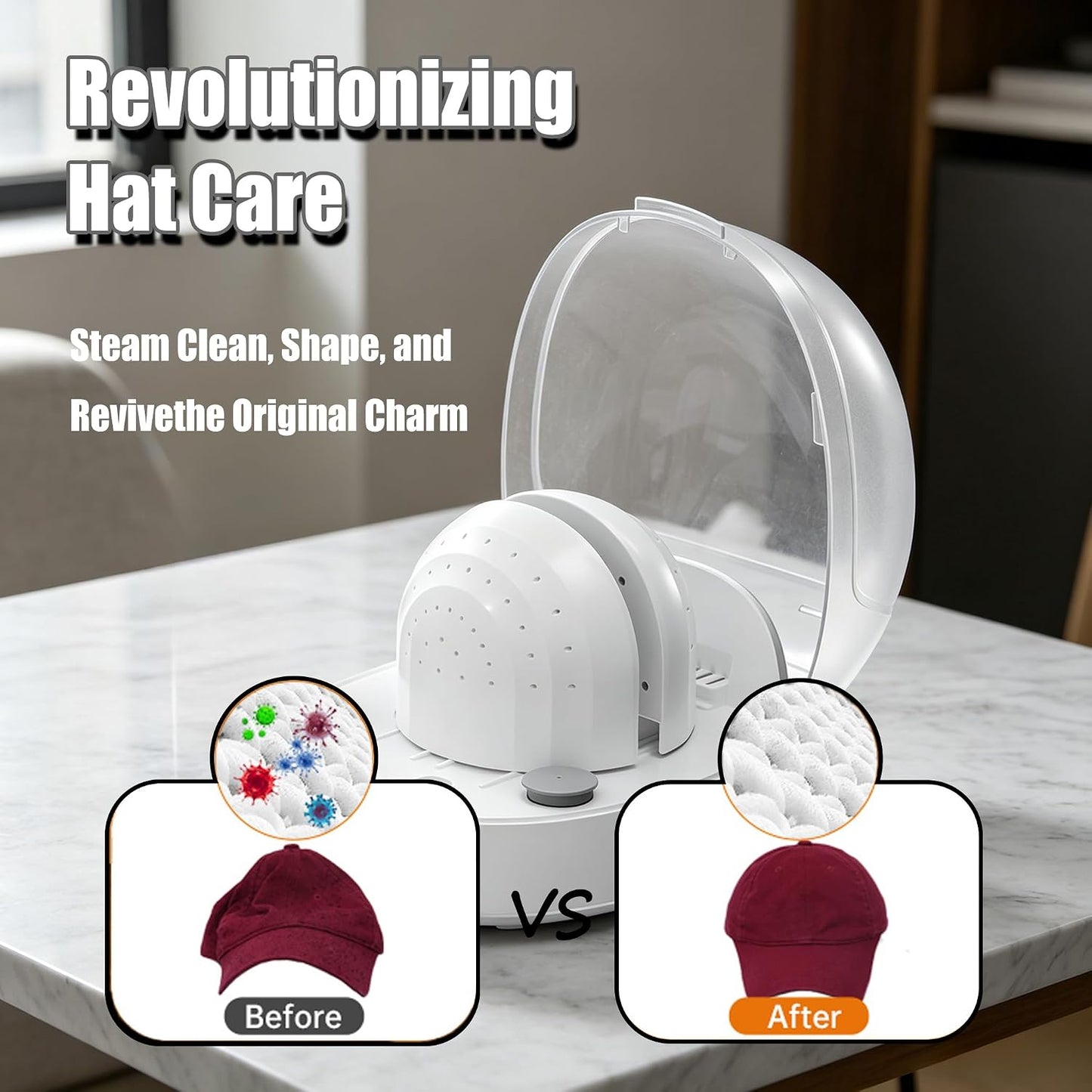 Hat Cleaner Machine with Steam, Cap Washer and Shaper for Baseball Caps, Trucker, Bucket and Newsboy Hats