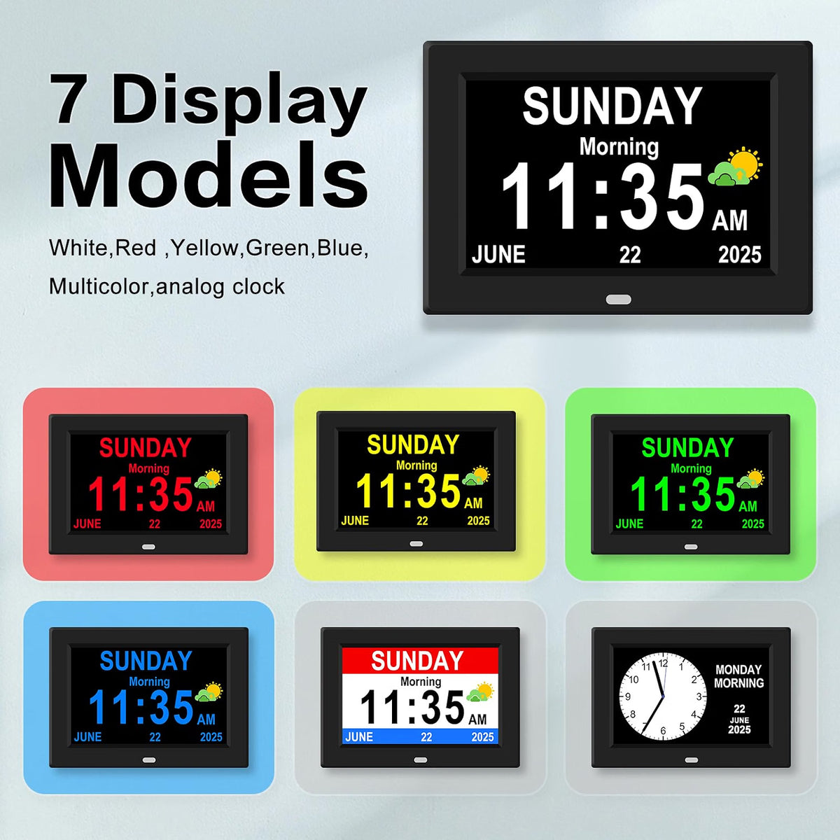 HyperionFlo Essentials 10-Inch Digital Clock for Seniors, Large Display Calendar Clock with Day & Date, 12 Alarms, Medication Reminders, Auto Dimming & Remote Control, Black