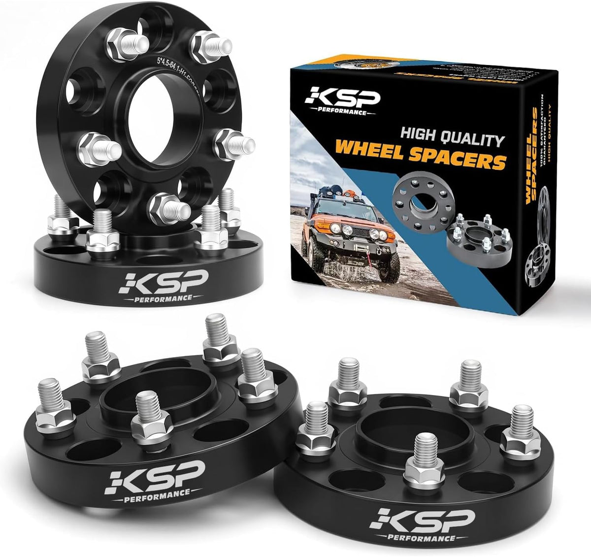 KSP 5x4.5 1inch Wheel Spacers for Hon-da Civic Accord Element CR-V & Acura MDX TLX TSX ILX RSX CL, 1 Inch 5x114.3mm Hubcentric Forged Spacers 64.1mm Bore M12x1.5 Studs 5-Lug Wheel Spacer Kit (4pcs)
