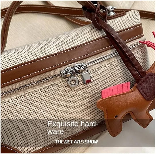 HyperionFlo Essentials Designer Top-Handle Bag for Women, Small Pouch Crossbody Purse, Synthetic Grained Leather, Linen-Brown Marble