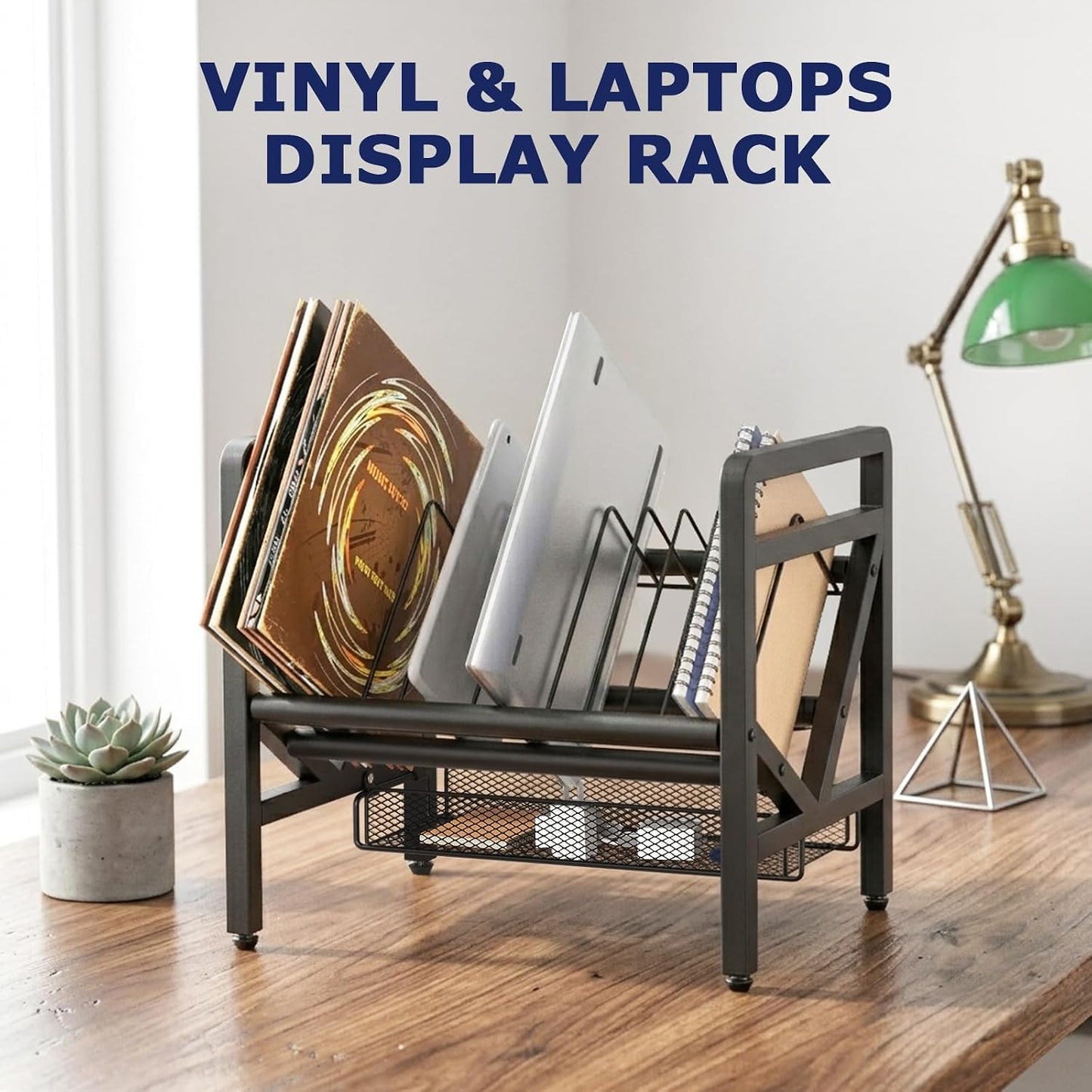 Vertical Laptop Stand, Laptop Storage Rack 12-Device Open Charging Station for Chromebooks/Tablets, File Folder Organizer, Desk Organizer