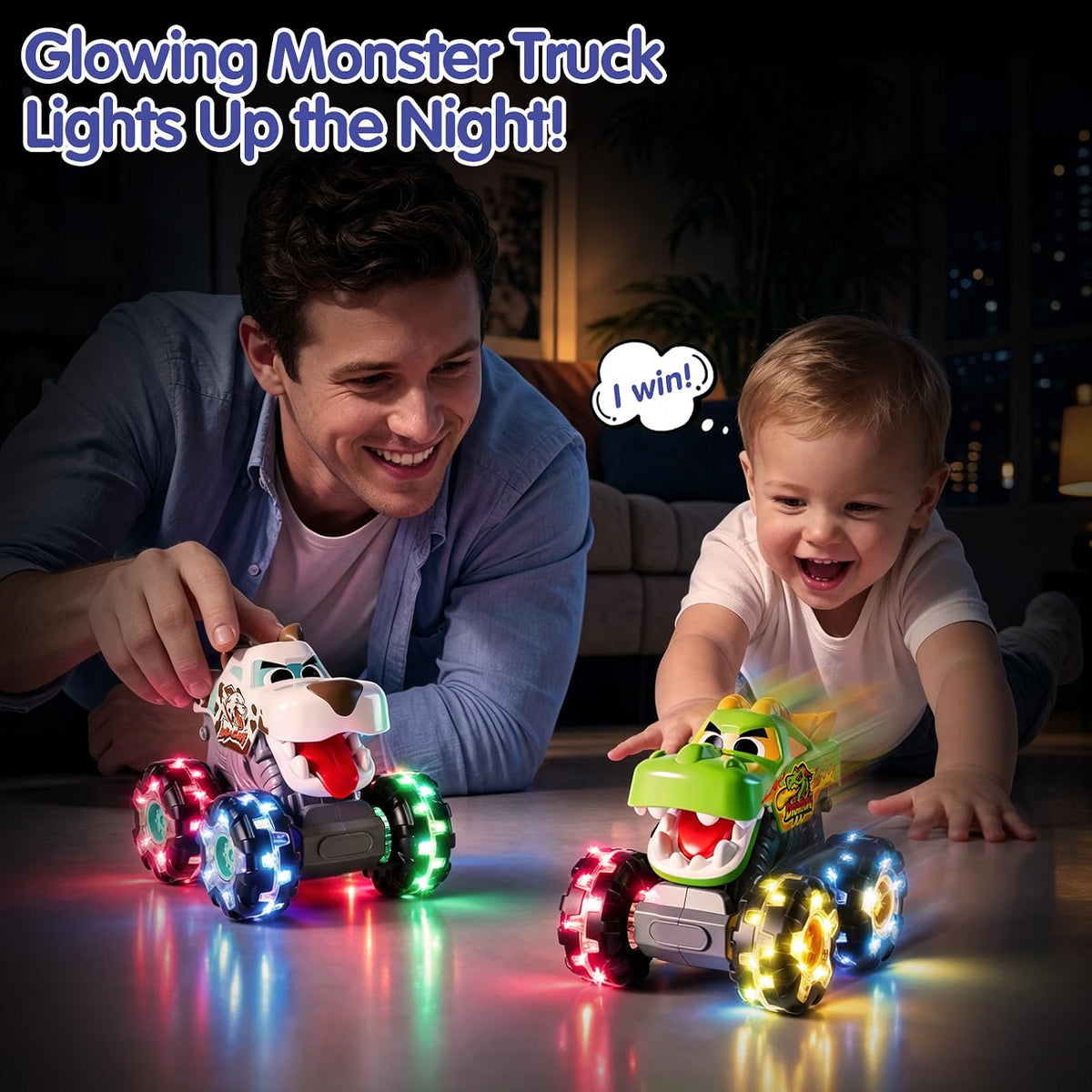 SunnyPal 3-Pack Light Up Monster Truck Toys for Toddlers