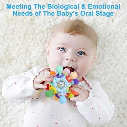 TOHIBEE Montessori Sensory Teething Toy, Ball & Rattle, 0-12 Months