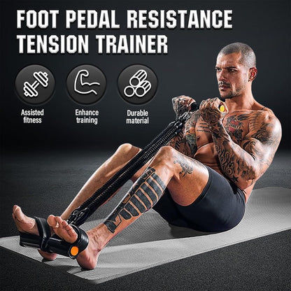 HyperionFlo Essentials Pedal Resistance Bands with Handles, 4-Level Full-Body Resistance Trainer, Up to 100 lb, Purple