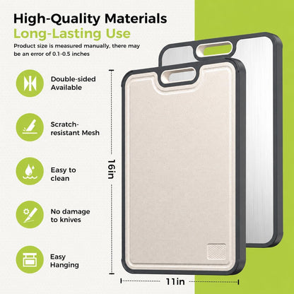 Titanium Cutting Board for Kitchen, Pure Titanium/PP, Size 16”×11”