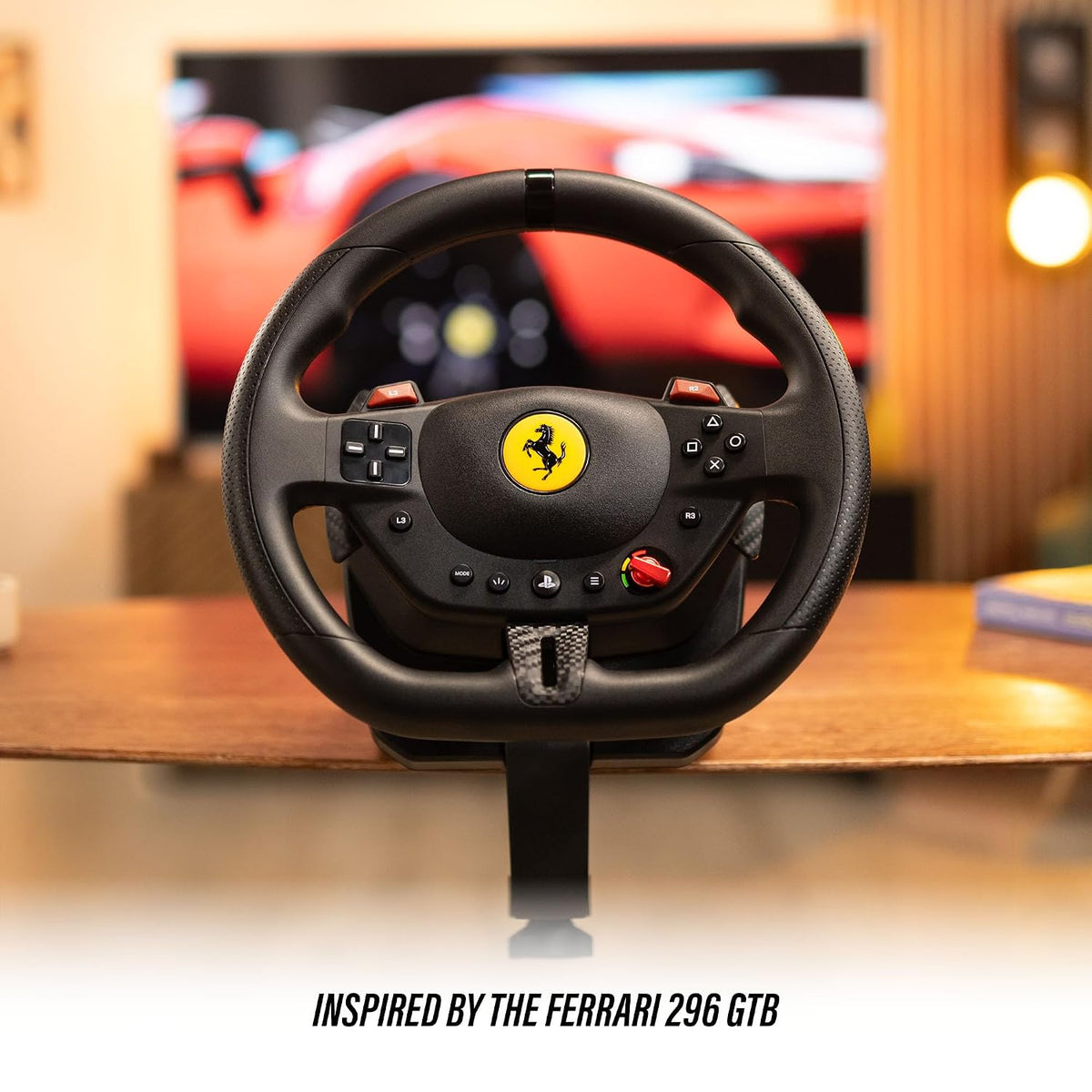 Thrustmaster T98 Ferrari 296 GTB - Racing Wheel and Pedal Set - PS5 & PC Beginner racing wheel, officially licensed by Ferrari, linear resistance, automatic return to centre, paddle shifters