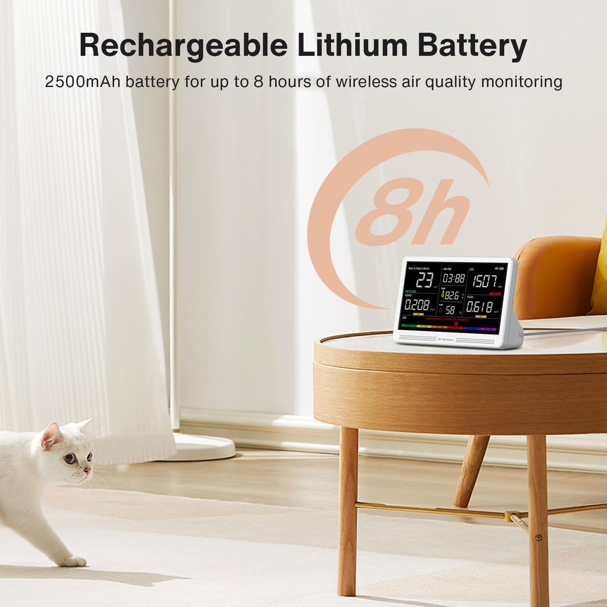16 in 1 Air Quality Monitor Indoor 7" Real-Time CO2 Monitor, 9 AQI+7 Alerts