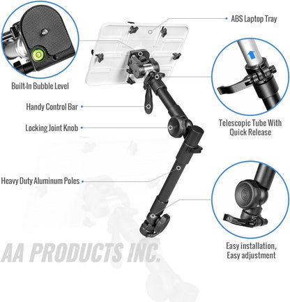 AA-Products T-100AP Aluminum Vehicle Tablets/Laptop/Ultrabooks Computer Mount Stand for Trucks-Vans-Cars-SUVs