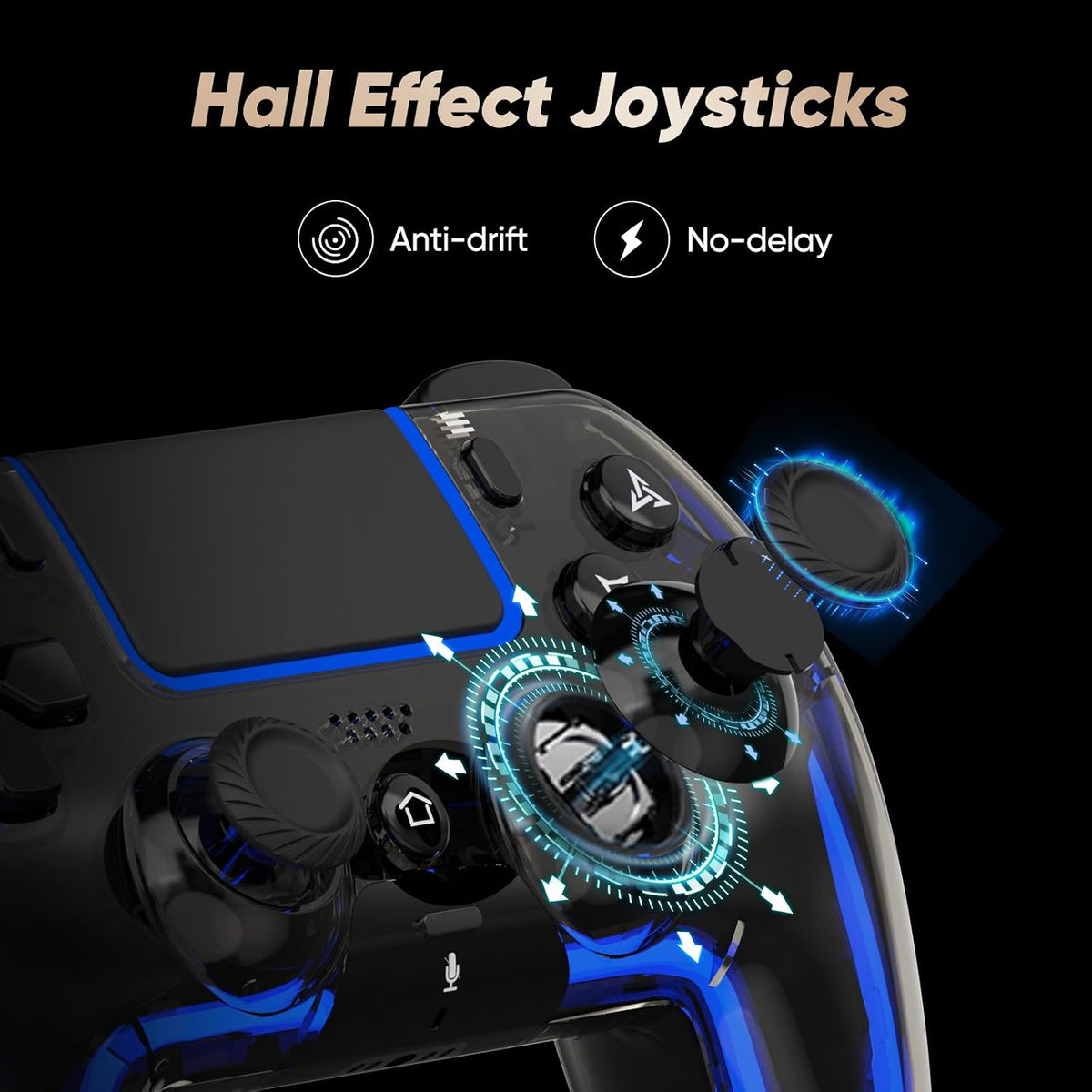 BETMI Wireless Controller for PS5, Pro/Slim/MAC/Steam Deck/PC, Hall Effect Joystick, Dual Vibration/Macro/Turbo, 3.5mm Jack, 6-Axis, Mute Key, LED Gamepad with Speaker (4 Lighting Effects, 9 Light Colors)