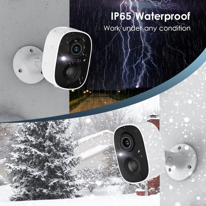 GMK CG6 4-Pack Wireless Outdoor Security Camera System, 2K 3MP Video, Color Night Vision, AI Motion Detection, 2-Way Audio, IP65 Weatherproof, 2.4GHz Wi-Fi