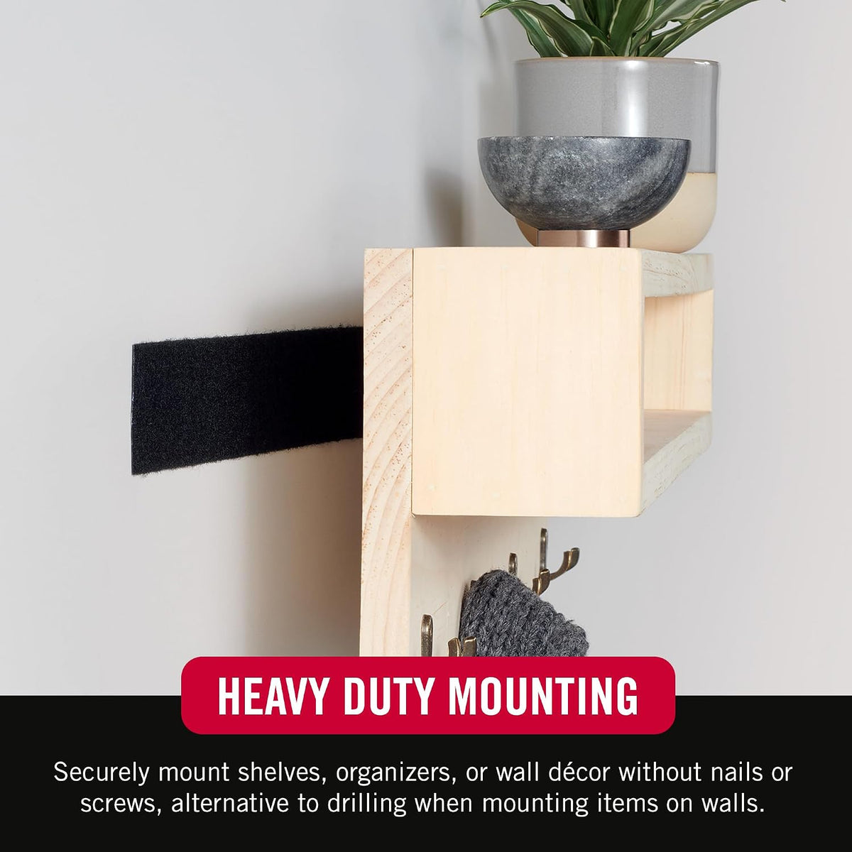 VELCRO Brand Heavy Duty Tape, Black, 2in x 25ft Bulk Roll, Holds 10 lbs Industrial Strength Adhesive Sticky Back Fastener For Indoor And Outdoor Use, Secures Items To Walls, Doors And Equipment
