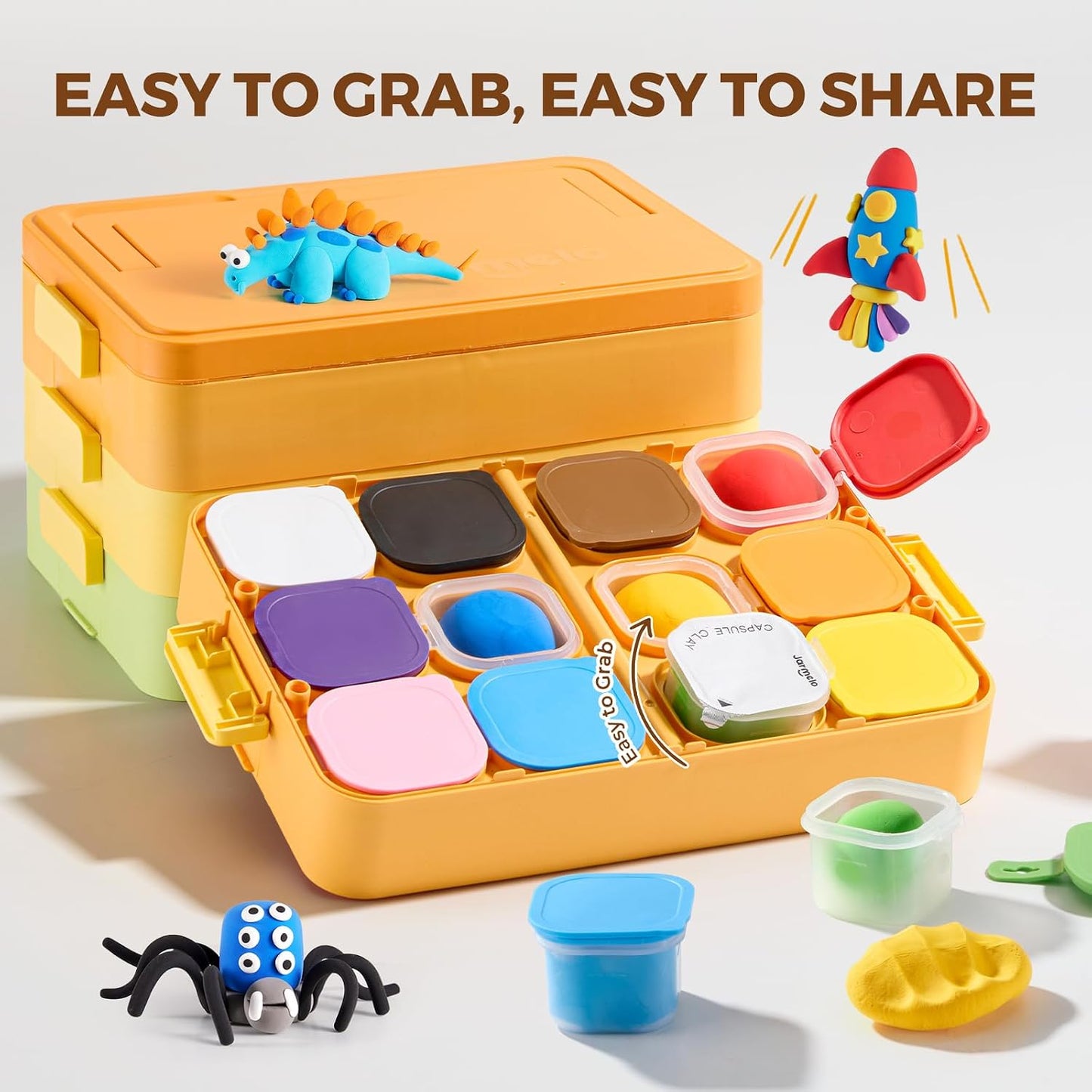 Jar Melo Air Dry Clay for Kids 36 Colors Modeling Clay Kit with Storage Box