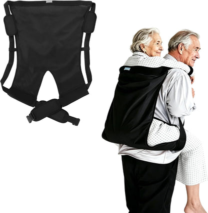 One-Person Transfer Sling for Elderly and Disabled - Patient Lift Transfer Belt, Up and Down Stairs Lift Assist Devices for Seniors, Handicap, Bedridden(Black)
