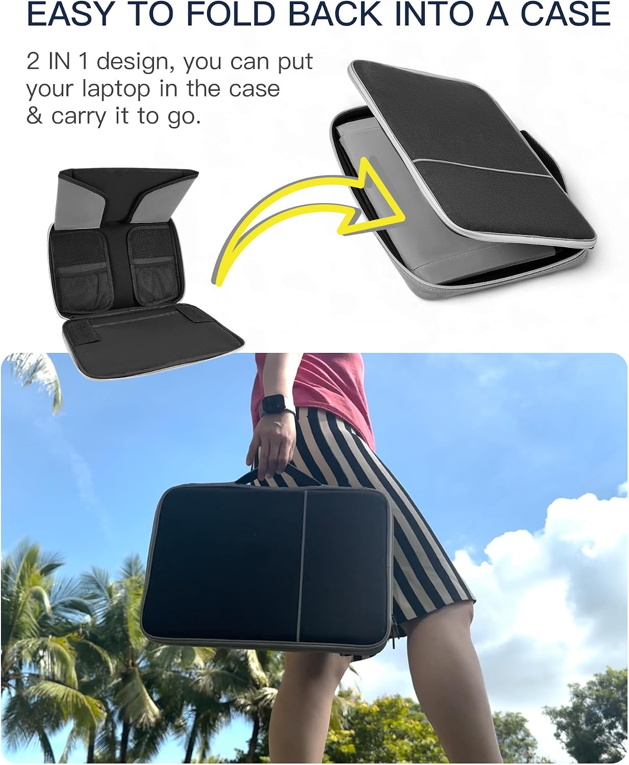 Laptop Sun Shade, Fits 13-16 inch Laptop, UV-Heat Reflective & Water-Resistant Material, Easy to Carry Computer Case for Working Outside,Travel, Beach