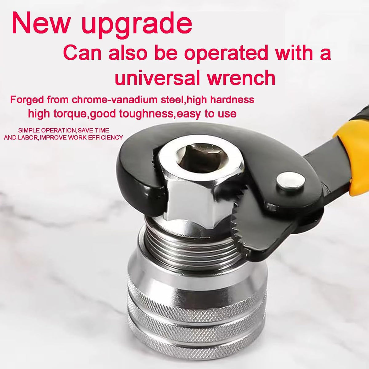 HyperionFlo Essentials 2-Piece Adjustable Universal Socket Wrench Tool Set, 10–19 mm Multi-Function Socket with 3/8-Inch Drive Adapter