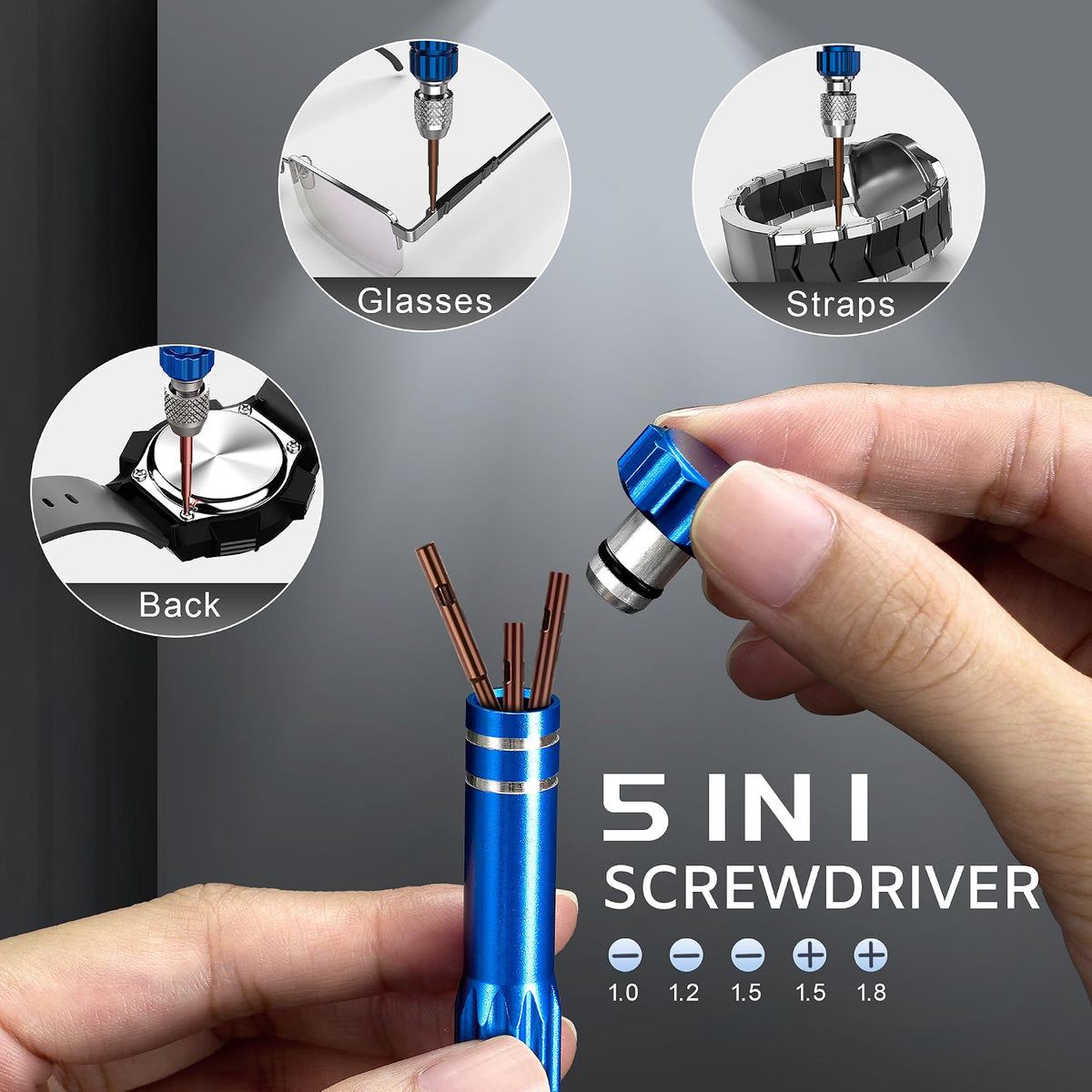 JOREST Watch Repair Kit for Battery Replacement, Link Removal & Strap Resizing, Watch Back Opener, Spring Bar Tool, Screwdriver & Case Holder Set