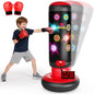 HopeRock Kids Inflatable Punching Bag Set, Boxing Game with Score Counter, LED Lights, Music, 4 Game Modes, Boxing Gloves, 60-Inch Freestanding Punching Bag, Red