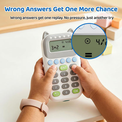 Umimile Math Games for Kids Ages 4-12, Portable Learning Toy with 4 Interactive Modes, Addition Subtraction Multiplication Division, Rechargeable Educational Game, Green