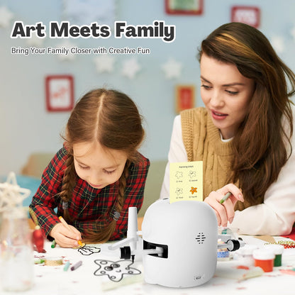RIVGOT Drawing Robot for Kids with 150 Cards, Voice Interactive Educational Drawing Machine, Montessori Painting Learning Toy with 12 Markers, 5 Pens & Reusable Drawing Board, Ages 3-8