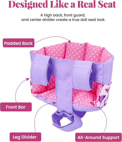 BABESIDE Doll Bike Seat for 12-Inch Dolls, Bicycle & Scooter Doll Carrier with Adjustable Straps, Soft Machine-Washable Fabric for Kids, 3.52 oz