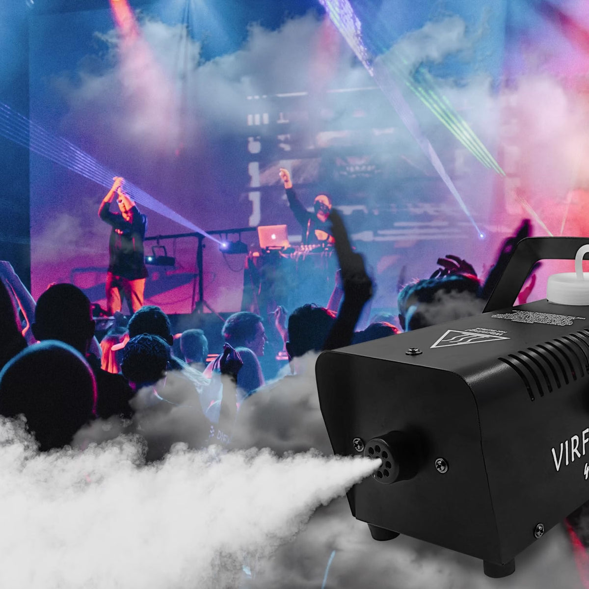 VIRFUN Fog Machine with Wireless & Wired Remote Control, 2000 CFM Smoke Machine for Halloween, Parties, Weddings & Stage Effects, VIR-02