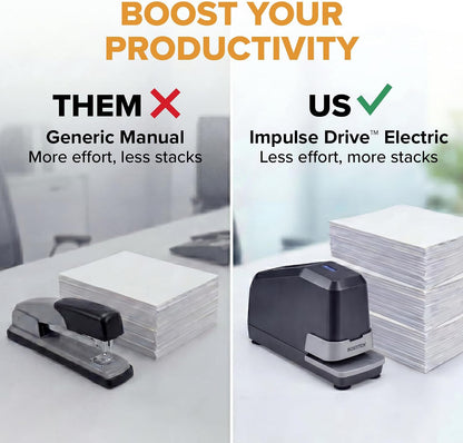 Bostitch Office Impulse Heavy Duty Electric Stapler Value Pack, 45 Sheet Capacity, Includes 5,000 Staples, No-Jam, Faster Stapling, Silver
