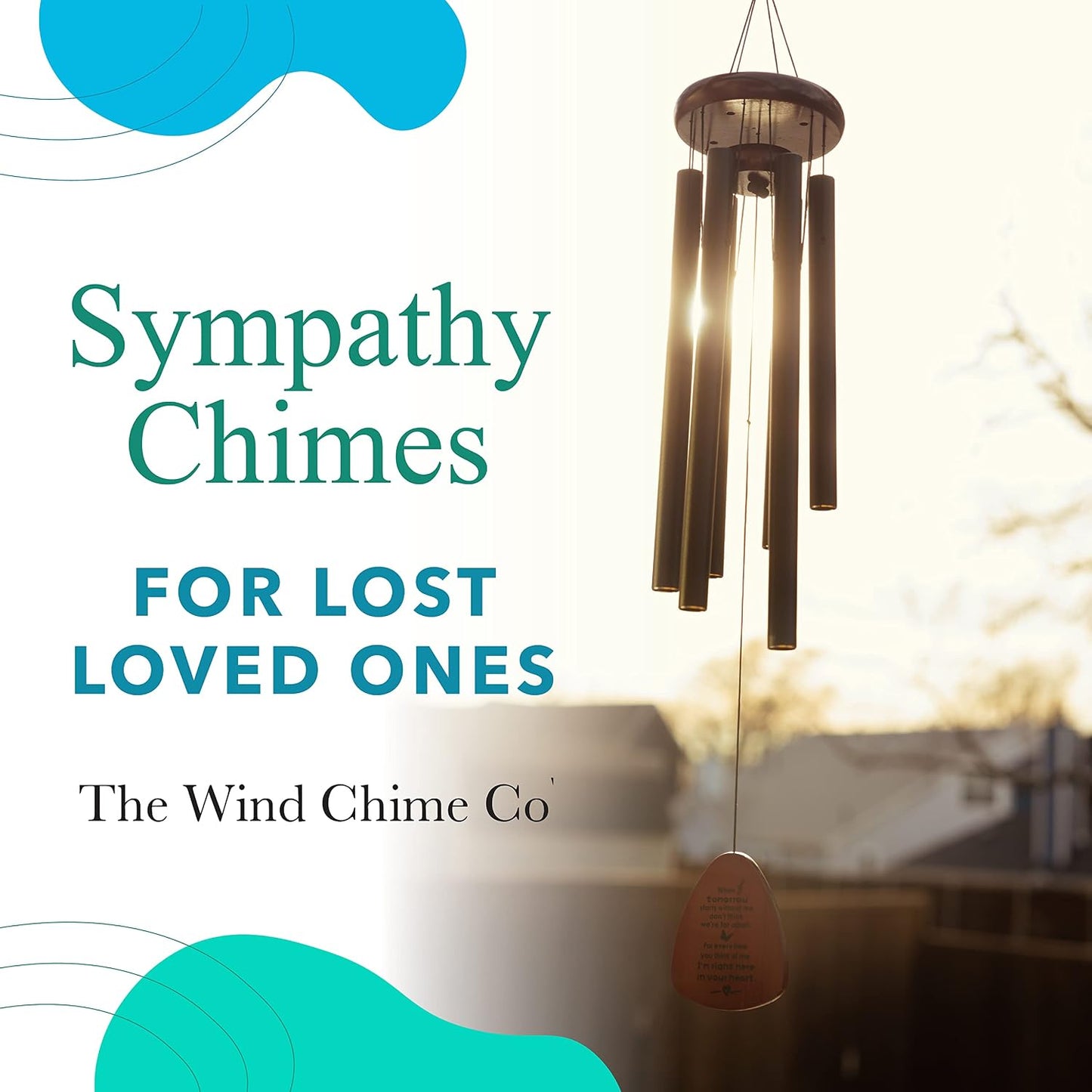 Memorial Wind Chimes with Sympathy Greeting Card, 32-Inch Outdoor Garden Wind Chime for Loss of a Loved One