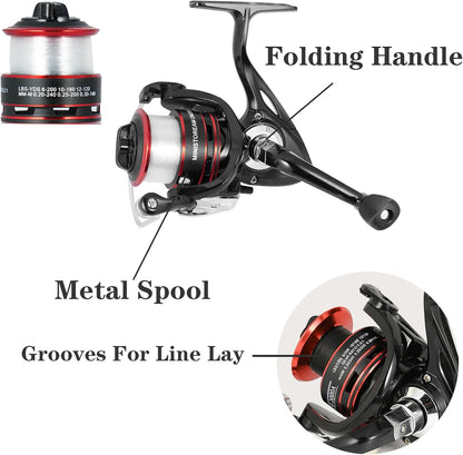 ministoream 2-Pack Carbon Fiber Fishing Rod and Reel Combo, 6.89ft Telescopic Spinning Rods with 57-Piece Accessories Kit for Bass, Saltwater & Freshwater
