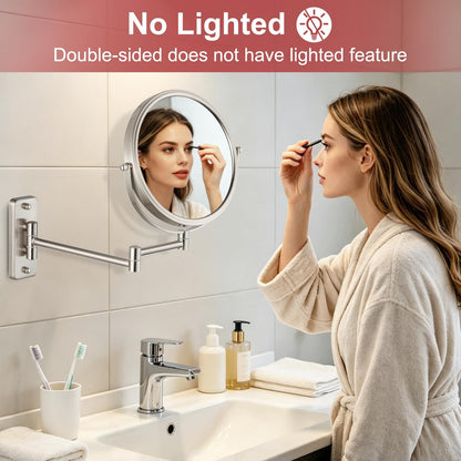 Wall Mounted Makeup Mirror, 1X/5X Magnifying Mirror Double Sided, 8 Inch Extendable Bathroom Mirror for Shaving, Nickel