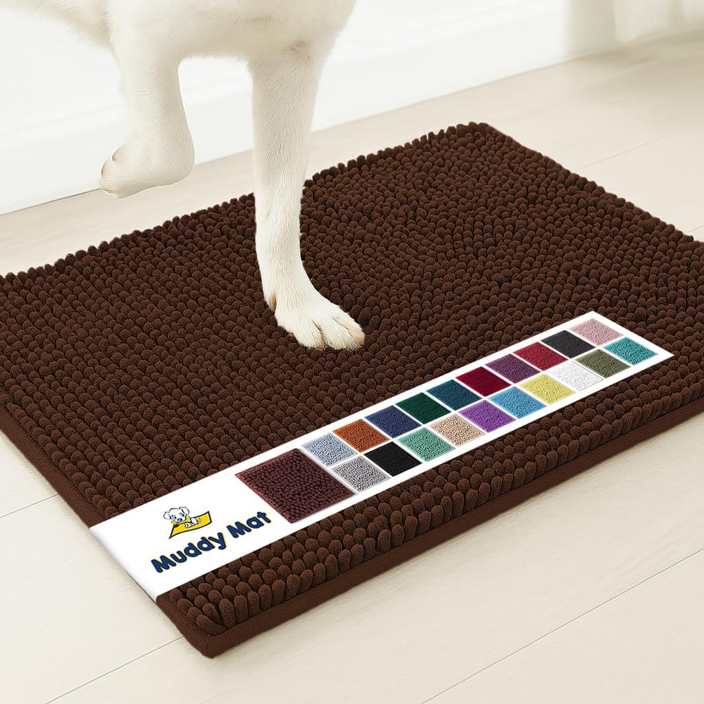 Muddy Mat® | Super Water Absorbent Door Mat Indoor, Microfiber Quick Dry Chenille Entryway Rug, Slip Resistant Front Door Mat, Indoor Mats for Entryway,Machine Washable Pet Rug, Choco Brown 6ft x 9ft