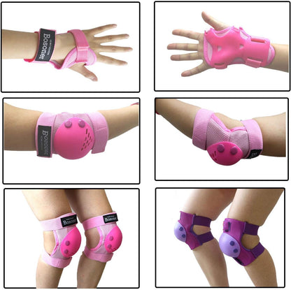 BOSONER Kids/Youth Knee Pads, Elbow Pads & Wrist Guards Set for Ages 3-15, Protective Gear for Roller Skating, Cycling, BMX, Skateboarding & Scooter Riding, Blue