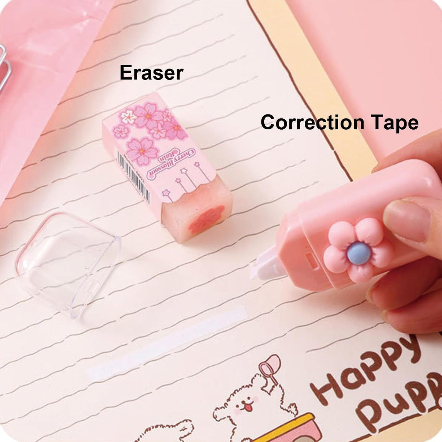 MOZXIRZ 7-Piece Cute Pink Stationery Set