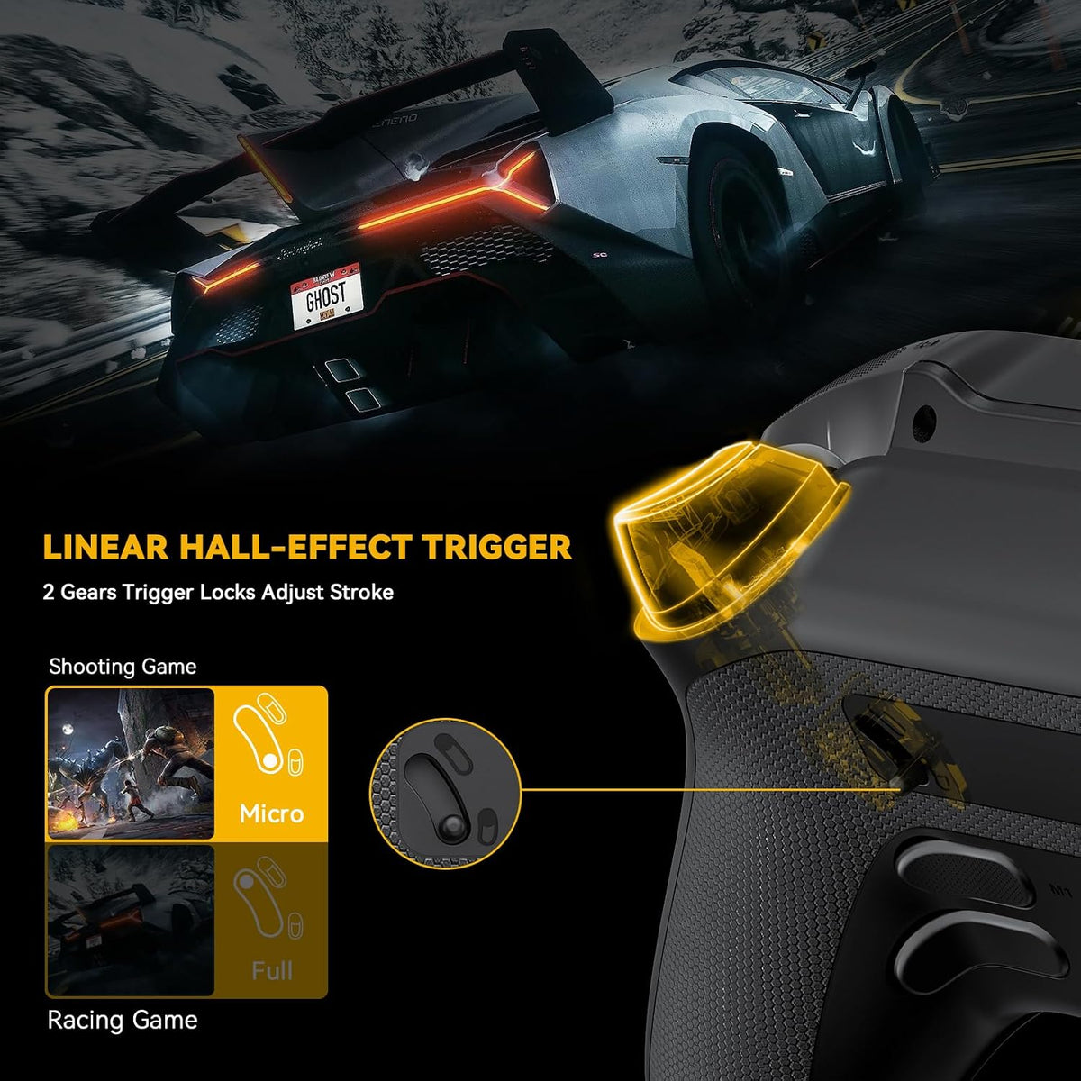 ManbaOne Interactive Screen Wireless Gaming Controller (Black)