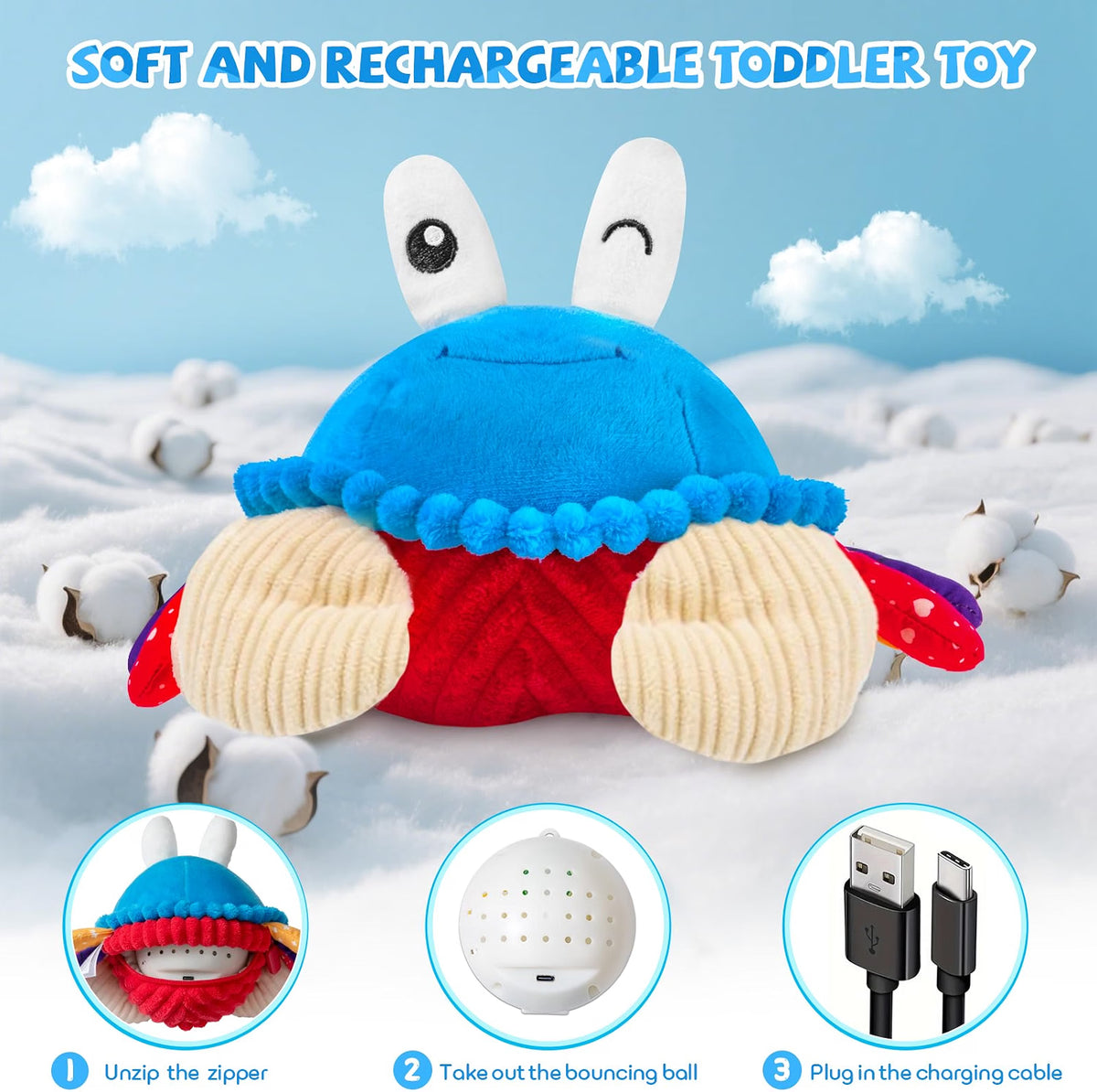 SAIMAND Interactive Crawling Crab Baby Toy with 40 Songs & Recording