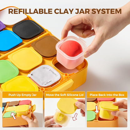 Jar Melo Air Dry Clay for Kids 36 Colors Modeling Clay Kit with Storage Box