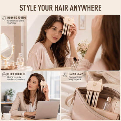 HyperionFlo Essentials Root Volumizing Heated Comb, 2-Piece Root Lift Clip, Dual-Temperature USB-C Rechargeable Hair Styling Tool