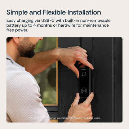 LUNA HOME Video Doorbell Pro, 4MP 180° Wide View Wireless Doorbell Camera with Chime, Dual-Band Wi-Fi, 2-Way Audio, Night Vision, IP67 Waterproof