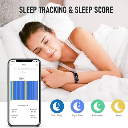 Fitness Tracker with 24/7 Heart Rate, Activity Trackers with Blood Pressure Sleep Monitor, 1.10" AMOLED Screen Step Tracker, Waterproof Step Counter, Health Smart Watch Pedometer for Women Men