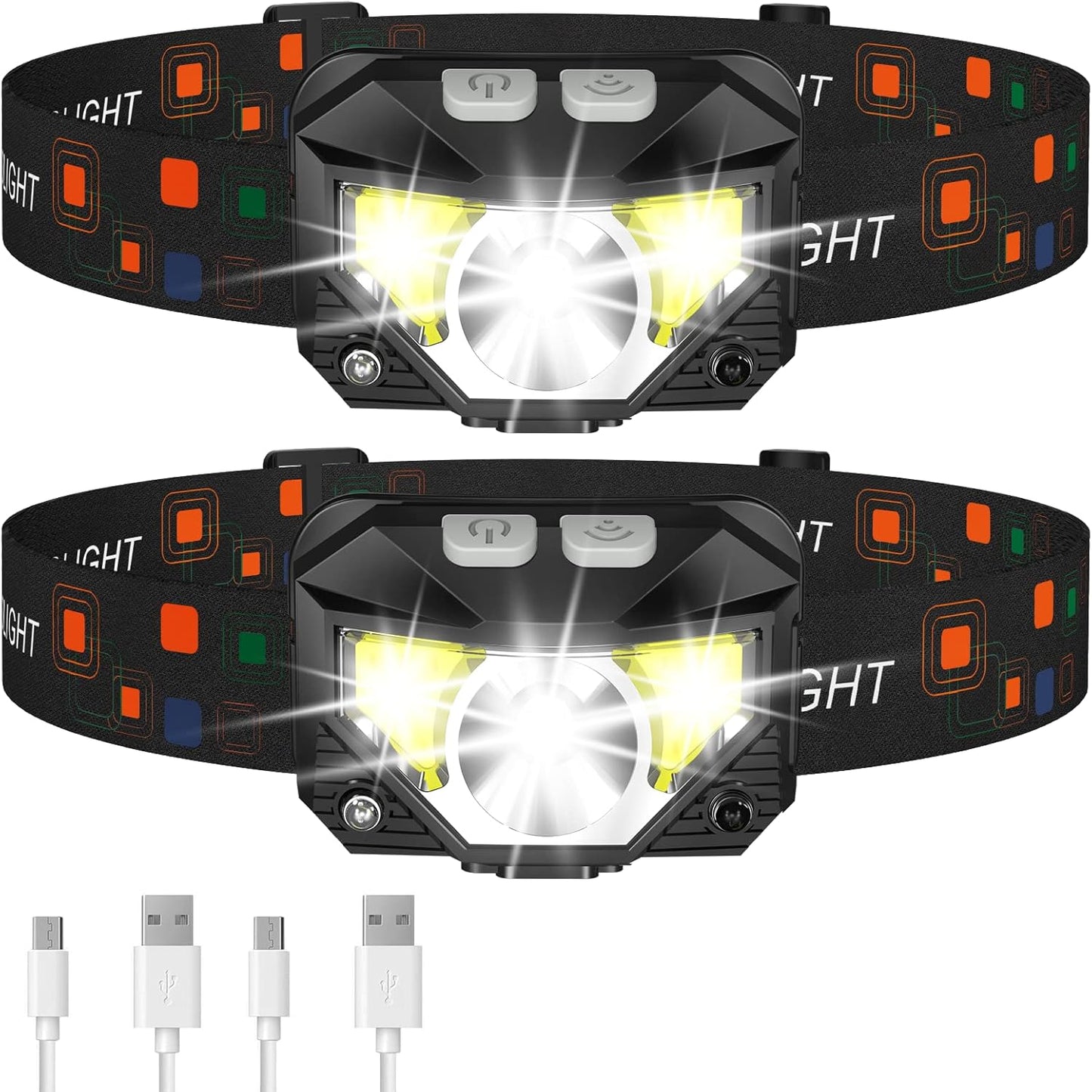LHKNL Rechargeable LED Headlamp 2-Pack