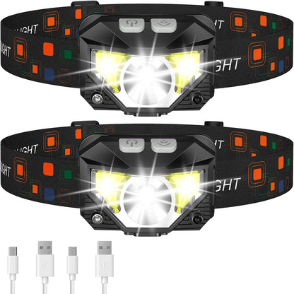 LHKNL Rechargeable LED Headlamp 2-Pack