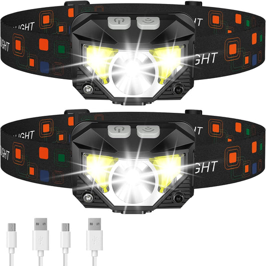 LHKNL Rechargeable LED Headlamp 2-Pack